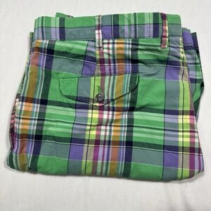Polo Ralph Lauren Shorts Men's 40x9 India‎ Madras Plaid Green Purple Orange